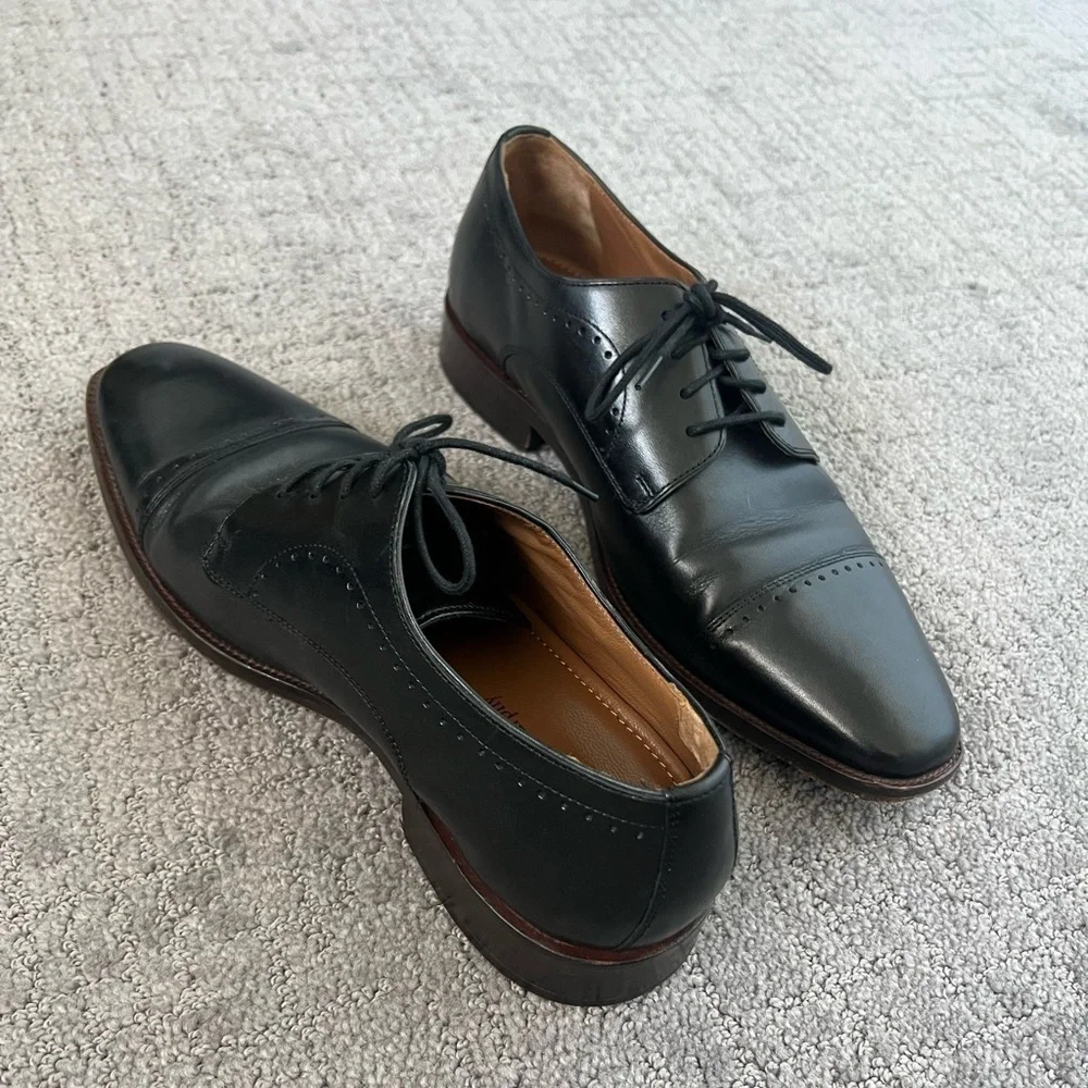 Johnston & Murphy Black Leather Wingtip Oxfords